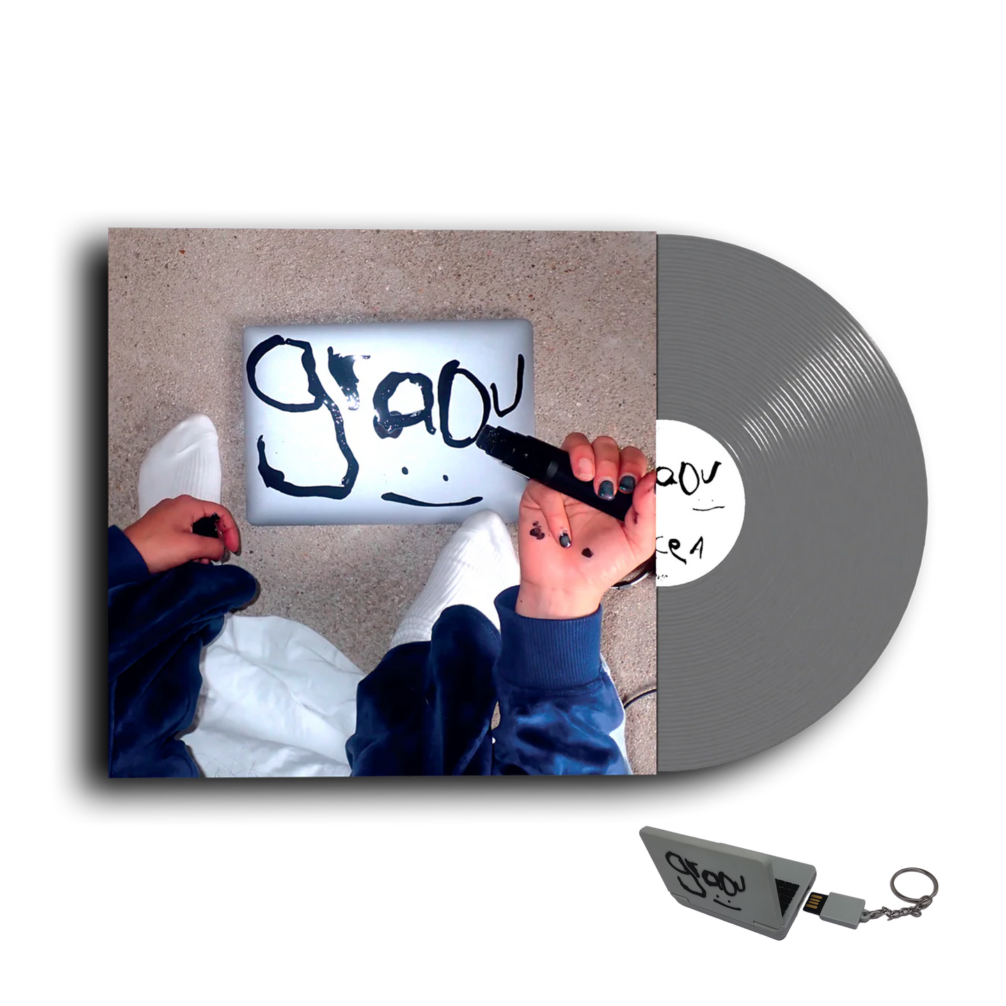 Vinyle "graou" + porte-clé USB