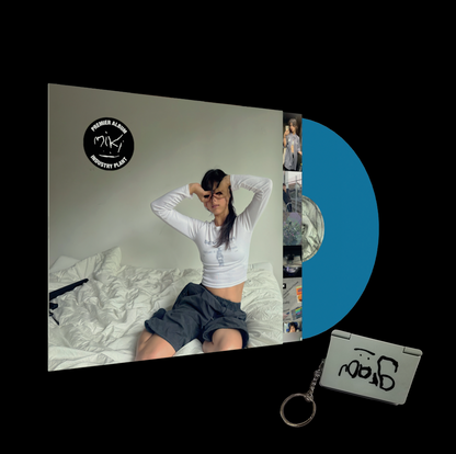 Vinyle bleu + dédicace + porte-clé USB